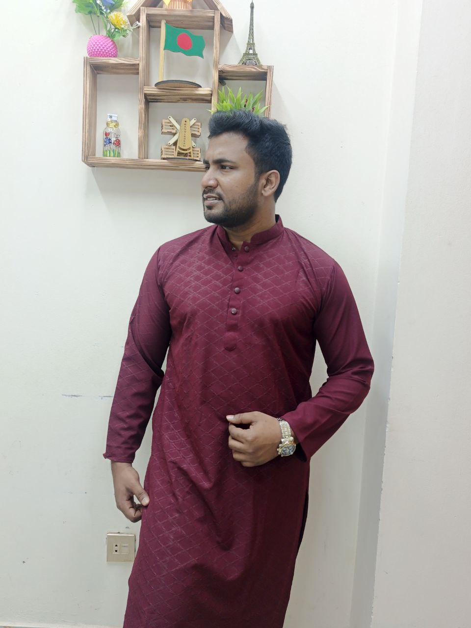 Ceri Popkon Fabric Panjabi (চেরি পপকন ফ্রেব্রিক পাঞ্জাবি ) - Image 3